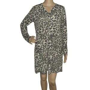 Hemish U.S.A. Dress Womens Size Small Animal Print Long Sleeve v-neck knit pocke
